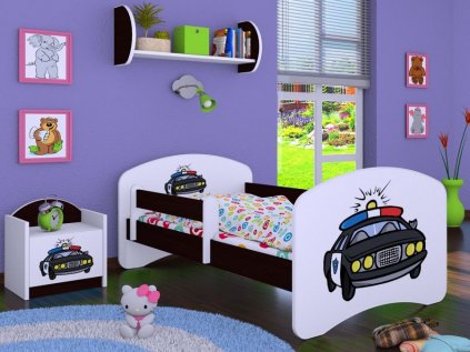Dětská postel Happy - policie 160x80 cm, wenge