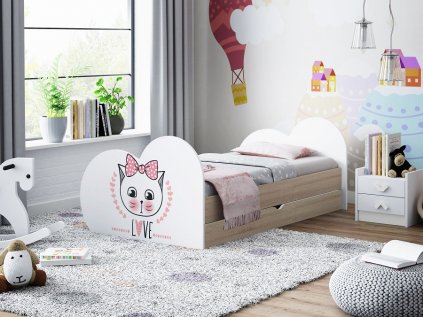 Dětská postel Love - kočička s mašlí