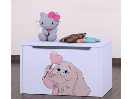 kufer na zabawki happy knz01 rozowy slon z sercem 8