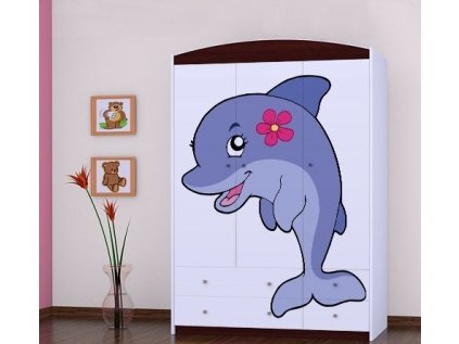 Třídveřová šatní skříň SZ09 Happy - delfín