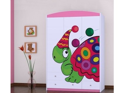 Třídveřová šatní skříň SZ09 Happy - barevný želvík