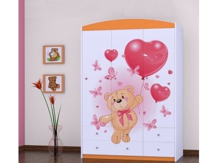 Třídveřová šatní skříň SZ09 Happy - medvídek s balónky