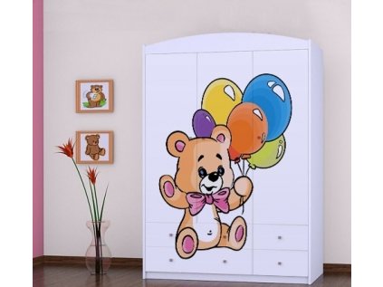 Třídveřová šatní skříň SZ09 Happy - šťastný medvídek