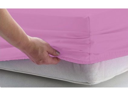 Bavlněné prostěradlo s gumkou - cukrová růžová