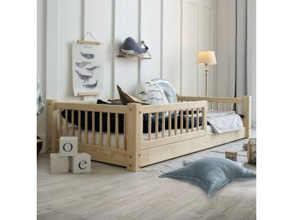Dětská postel Basic příčky 160x80 cm přírodní nízká