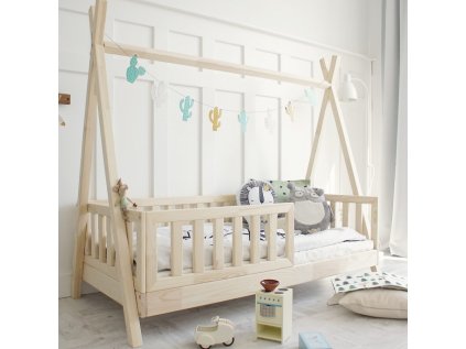 Dětská postel Tipi se zábranou 190x90 cm - přírodní