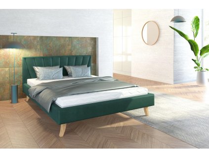 Čalouněná manželská postel Heaven - zelená