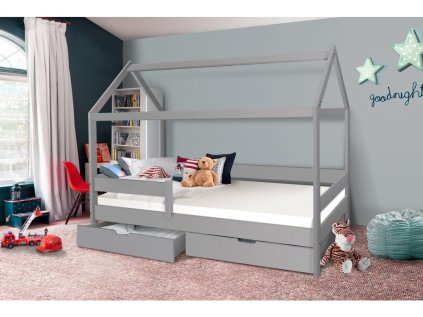 Domečková postel Orlando 200x90 cm - šedá