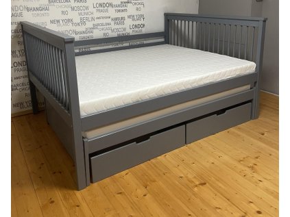 ČESKÁ VÝROBA - masivní postel s přistýlkou 200x140 cm