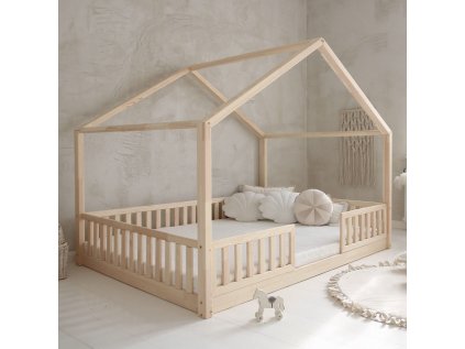 Domečková postel Housebed duo 200x140 cm - přírodní