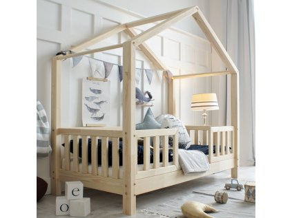 Domečková postel Housebed duo 200x140 cm - přírodní / nohy 10 cm
