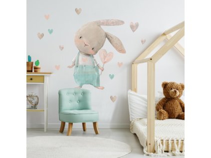 nalepky samolepky na zed zajicek se srdickem samolepka na stenu 9197f 1 full