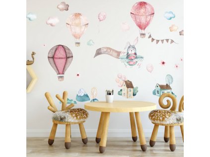 nalepky nalepky na zed samolepici balony v ruzovem se jmenem ditete 9027f 1 full