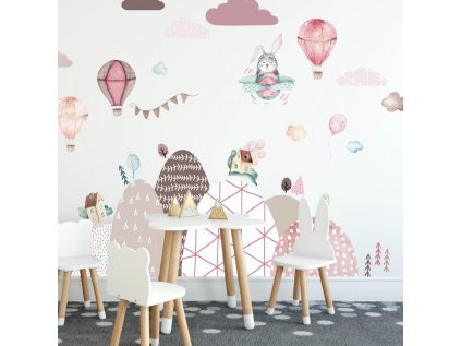 nalepky nalepky na zed samolepky na zed kopce a balony v ruzovem 9026f 1 full