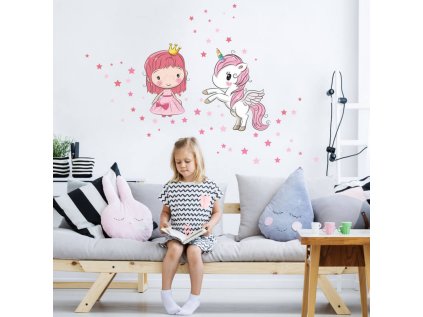 nalepky nalepky na zed nalepka princezna a jednorozec 3646f 1 full