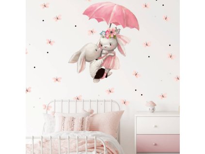 nalepky samolepky na zed zajicci letici na destniku akvarelova samolepka na zed 9207f 1 full