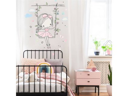 nalepky nalepky na zed inspio vila na houpacce v pudrovych barvach 9023f 1 full