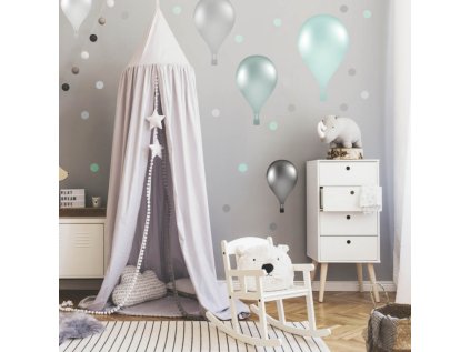 nalepky nalepky na zed samolepici balony v norskem stylu v mentolove barve 9009f 1 full