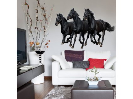 nalepky nalepky na zed samolepka na stenu tri cerne kone 2614f 1 full