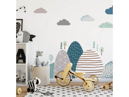 nalepky nalepky na zed samolepky na zed kopce a mracky 3701bf 1 full