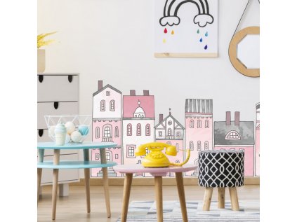 nalepky nalepky na zed nalepky na stenu domecky ruzove 3687bf 1 full