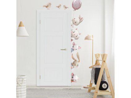 nalepky samolepky na zed samolepky na zed akvarelove zviratka kolem dveri 9295f 148 full