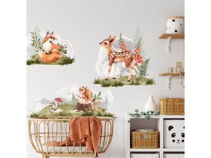 nalepky samolepky na zed liska srnka veverka nalepky na stenu 9224f 118 full