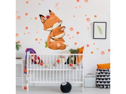 nalepky samolepky na zed samolepka nad postylku lisky v objeti 9305f 136 full