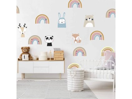 nalepky nalepky na zed duhy v pastelovych barvach nalepky na zed ruzove 9996f 1 full