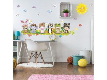 Dětské samolepky na zeď - Kamarádi na louce N.2 – 50 × 146 cm + doplňky