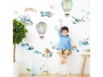 nalepky nalepky na zed samolepici tapety na zed letadla a balony se jmenem 3697bf 1 full