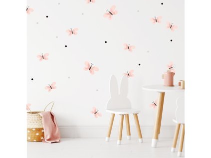 nalepky samolepky na zed akvarelove samolepky ruzove motylky 9318f 159 full