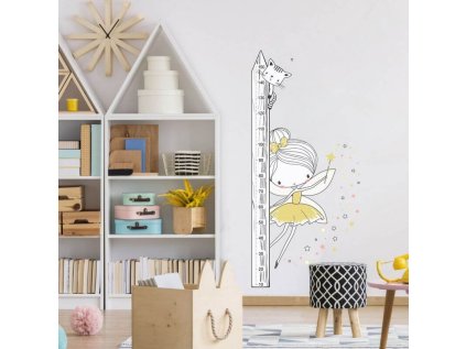 Samolepky do dětského pokoje - INSPIO víla ve dvou barvách - dětský metr N.2. – RŮŽOVÁ víla, 150cm metr