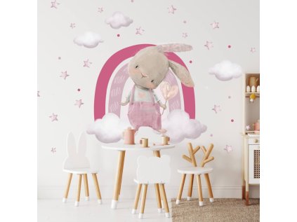 samolepky samolepky na zed samolepky na zed zajicek a duha v ruzovych barvach 9349f 162 full