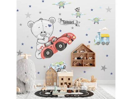 samolepky samolepky na zed samolepka na zed se jmenem medvidek s cervenym autickem 9385f 120 full