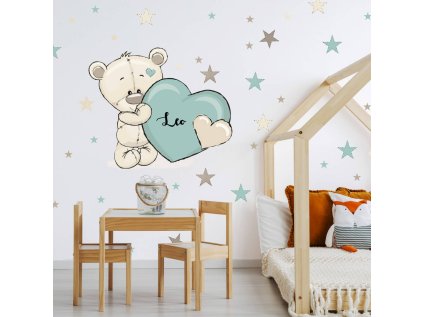 samolepky samolepky na zed samolepka do chlapeckeho pokoje medvidek se jmenem a srdickem 9504f 186 full