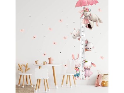 samolepky samolepky na zed detsky metr na zed pro divky akvarelove zajicky 9344f 125 full