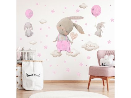 samolepky samolepky na zed samolepky pro holcicku akvarelove zajicky v ruzove barve 9517f 187 full