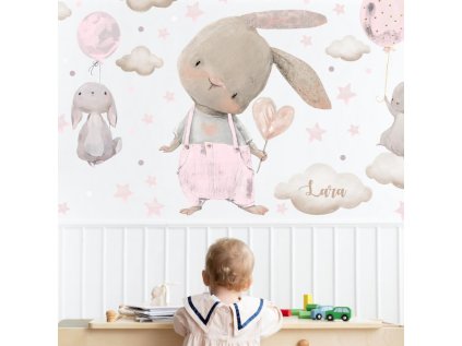 samolepky samolepky na zed akvarelove samolepky na zed zajicci v ruzovem 9515f 132 full