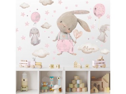 samolepky samolepky na zed akvarelove nalepky na zed svetle ruzove zajicky 9513f 184 full