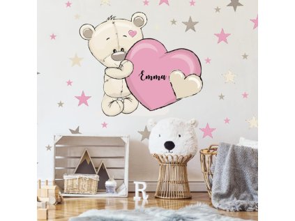 samolepky samolepky na zed samolepka do pokoje pro holku medvidek se jmenem a srdickem 9506f 162 full
