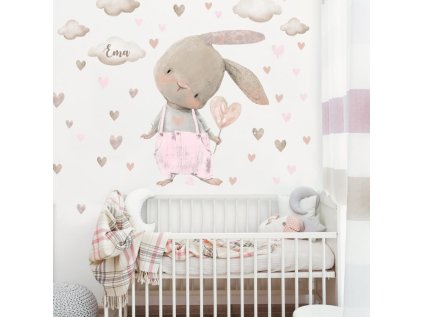samolepky samolepky na zed samolepka nad postylku svetle ruzovy zajicek pro holcicku 9496f 148 full