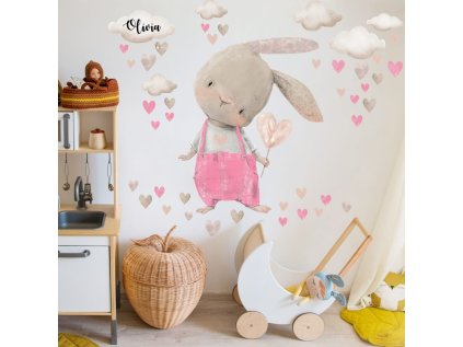 samolepky samolepky na zed divci samolepky na zed akvarelovy zajicek v ruzove barve 9492f 193 full