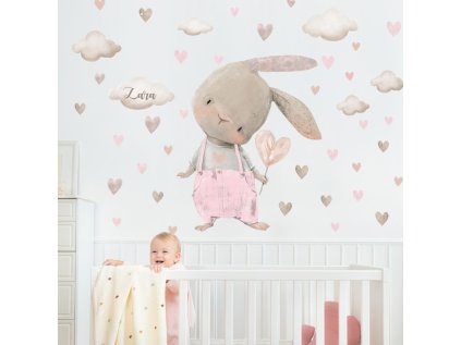 samolepky samolepky na zed samolepky nad postylku pro miminko zajicek v pastelove ruzove 9491f 199 full