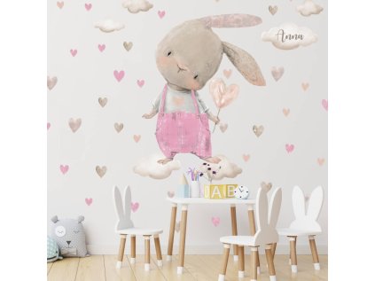 samolepky samolepky na zed samolepka nad postylku pro miminko zajicek v pastelove ruzove 9490f 121 full