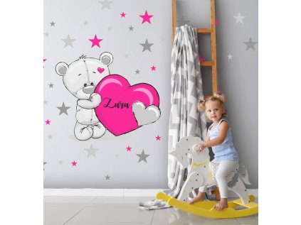 samolepky samolepky na zed samolepka na stenu pro divku medvidek se jmenem a srdickem 9489f 157 full