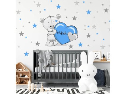 samolepky samolepky na zed chlapecka samolepka na zed medvidek s hvezdami v modre barve 9484f 154 full