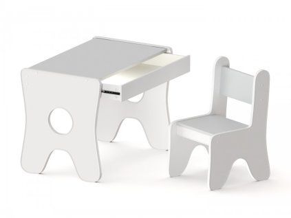 Dětský stolek s šuplíkem + 1 křeslo - šedý