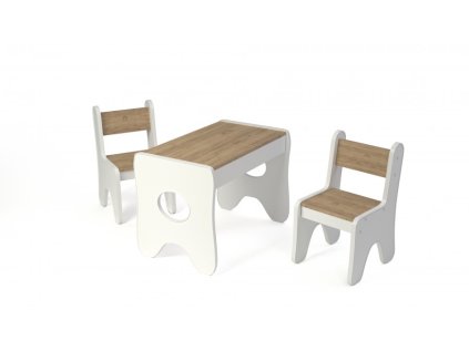 Dětský stolek s šuplíkem + 2 křesílka - dub artisan