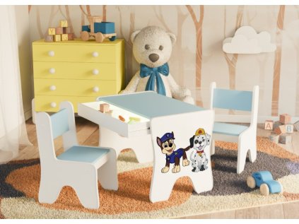Dětský stolek s šuplíkem + 1 křeslo - tlapková patrola